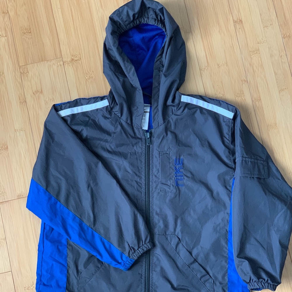 Boys Nike Hooded Windbreaker Blue/Gray size 6